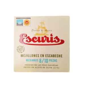 Pagina de inicio 13 Caja de Mejillones en Escabeche Escurís 8/10 piezas 111 g